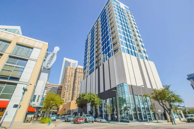 a view of a tall building