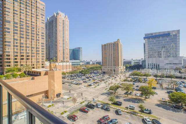 a view of a city from a terrace