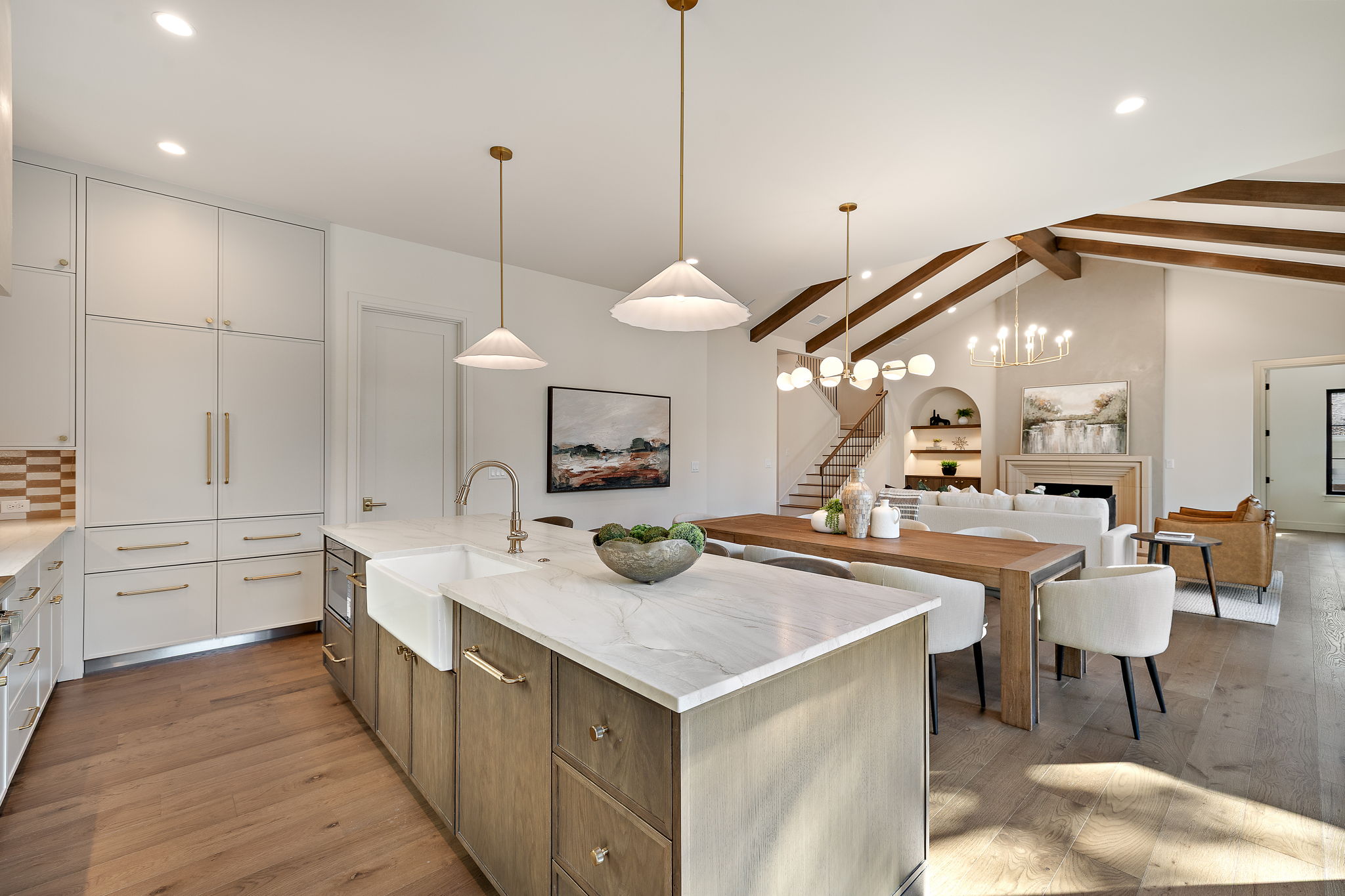 2705 Warren Street Austin, TX 78703 - Photo 15 of 39 a kitchen with stainless steel appliances granite countertop a sink a stove and a wooden floor