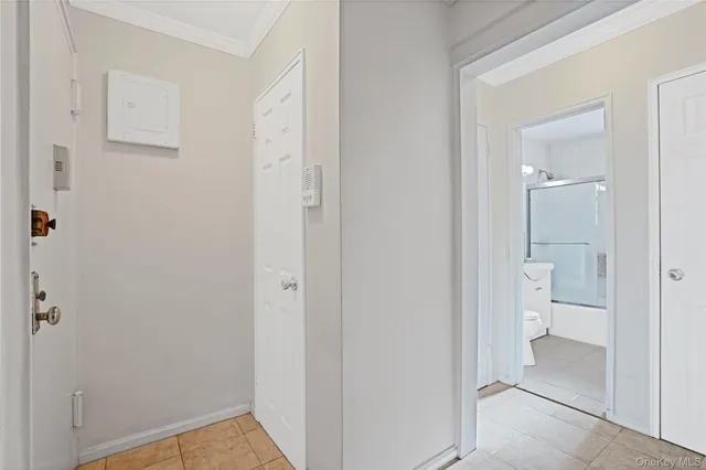 a view of a bathroom from the hallway with toilet