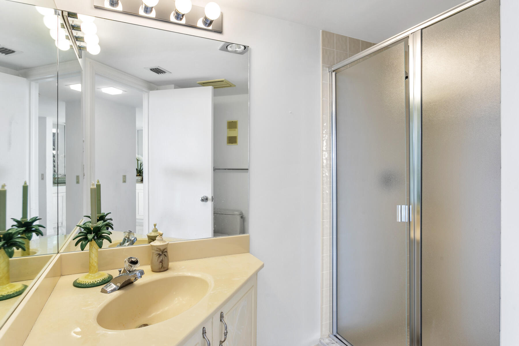 3322 Casseekey Island Road, Unit 504 Jupiter, FL 33477 - Photo 19 of 46 a bathroom with a sink shower and a mirror