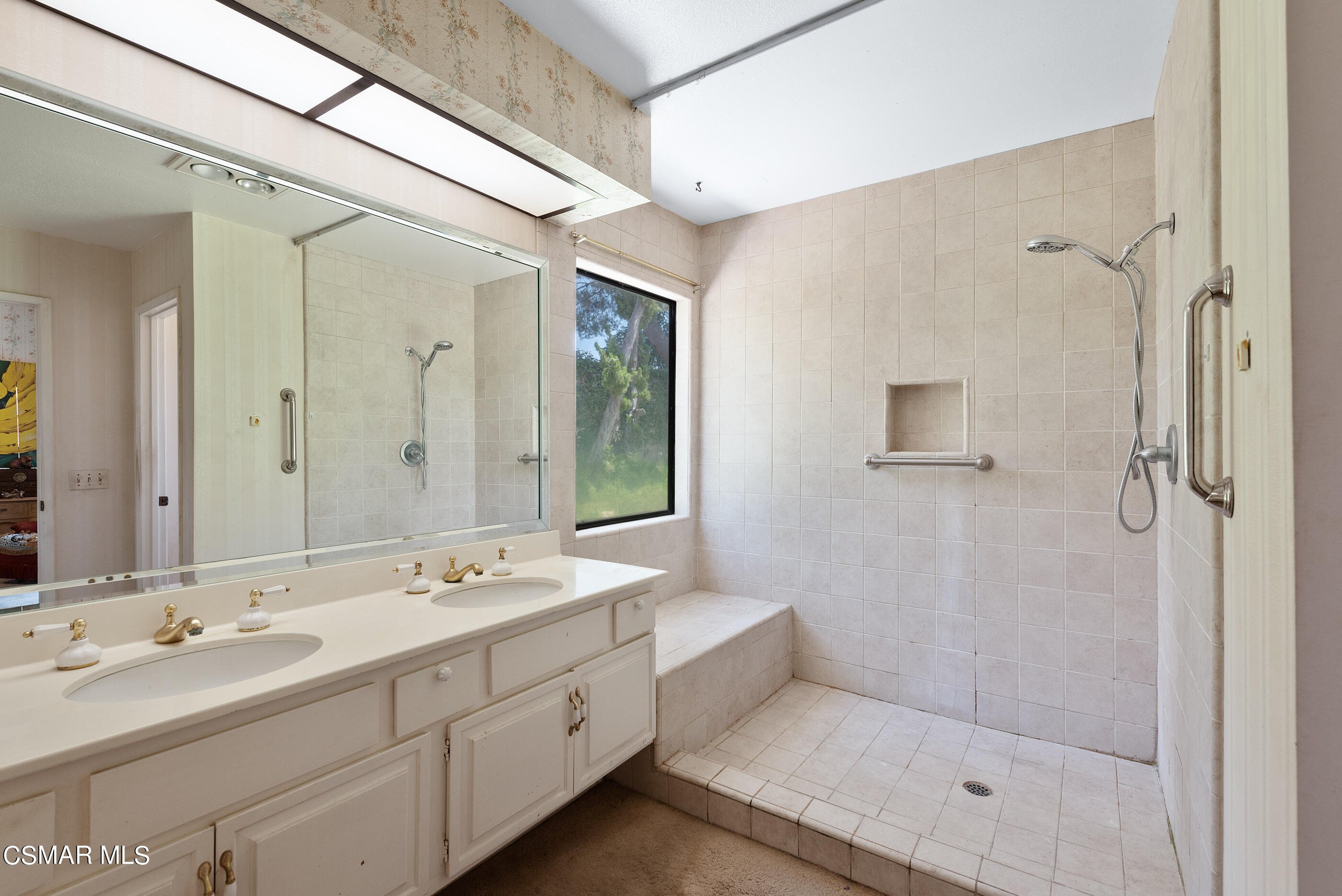 4230 Roxbury Street Simi Valley, CA 93063 - Photo 30 of 40 a bathroom with a double vanity sink mirror and shower