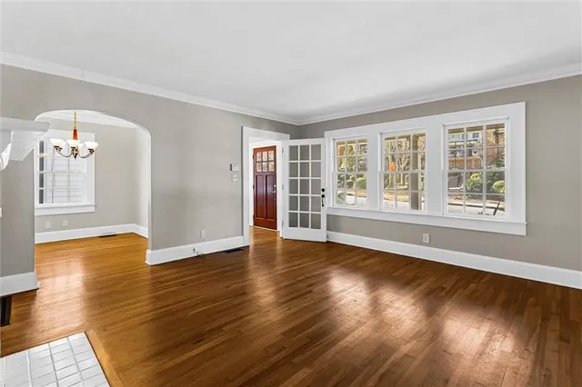 a view of livingroom with wooden floor