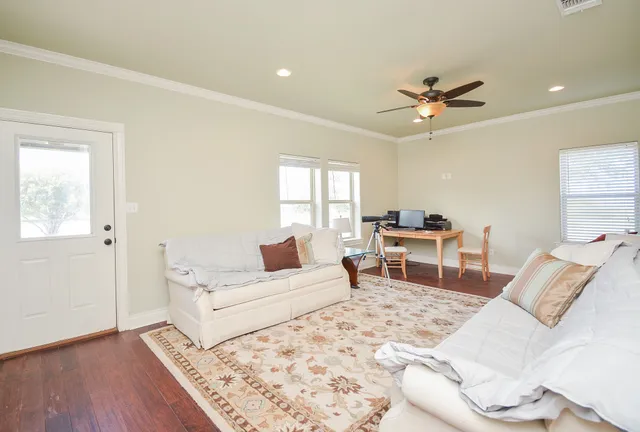 a living room with furniture