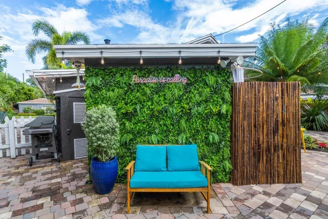 a front view of a building with a street