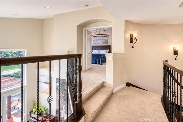 a view of a bedroom from a balcony