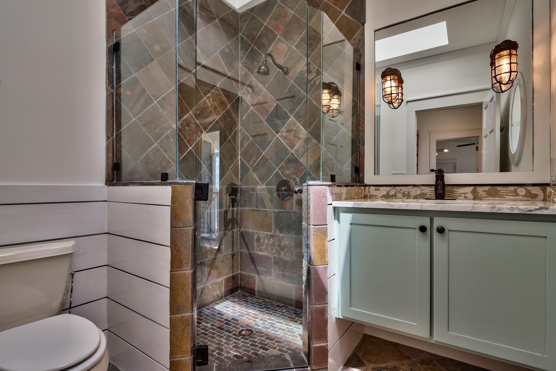 59 Auburn Drive Santa Rosa Beach, FL 32459 - Photo 42 of 71 a bathroom with a granite countertop sink toilet and shower