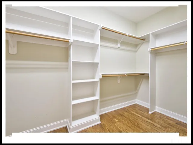 a view of an empty room with empty racks