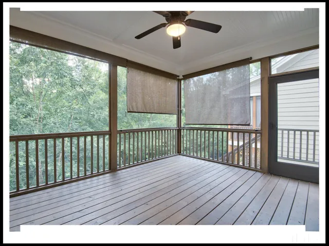 a view of wooden balcony