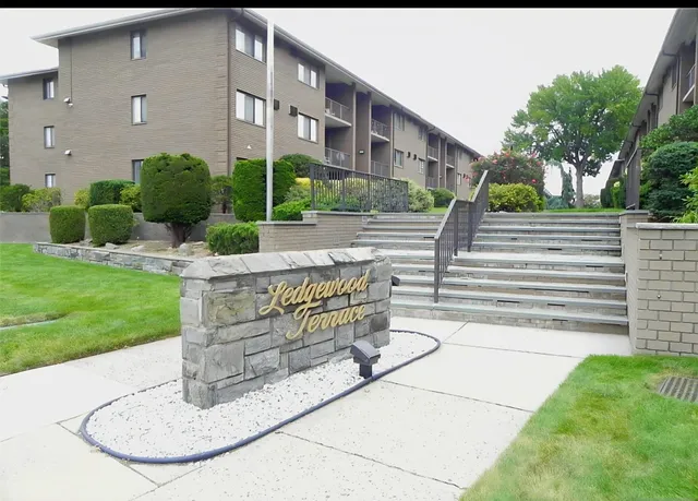 a view of a building with garden