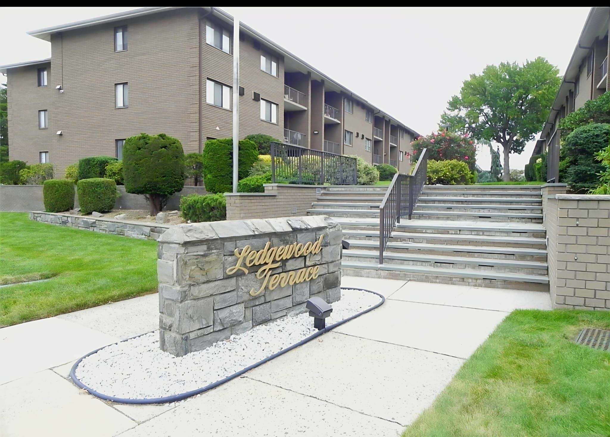 a view of a building with garden