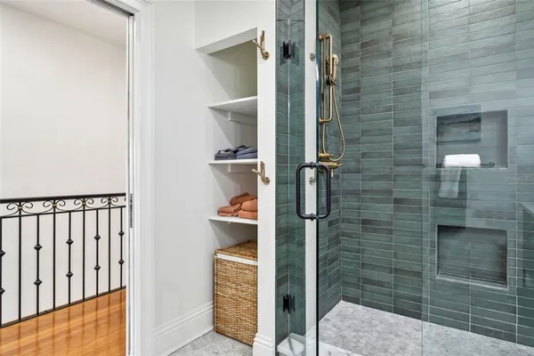 a bathroom with a shower