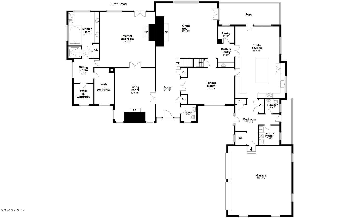 20 Chieftans Road Greenwich, CT 06831 - Photo 38 of 39 First Level Floor Plan