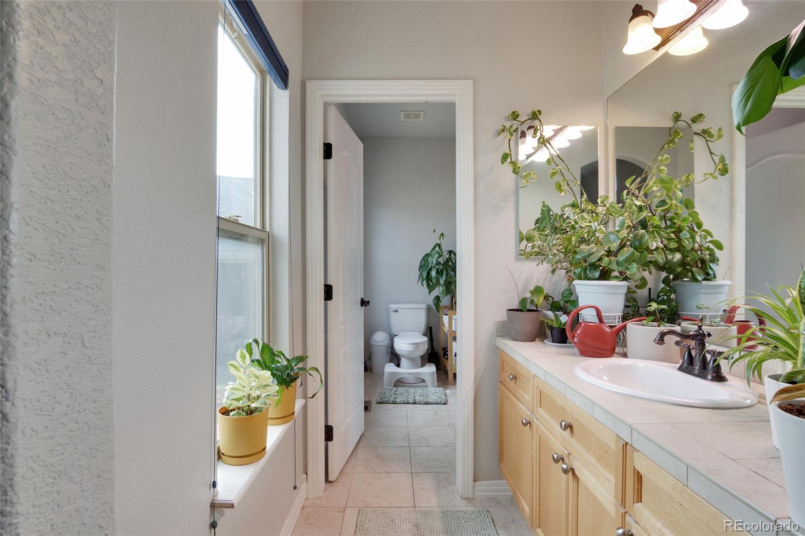 271 Corvette Circle Fort Lupton, CO 80621 - Photo 8 of 39 a bathroom with a granite countertop sink and a mirror