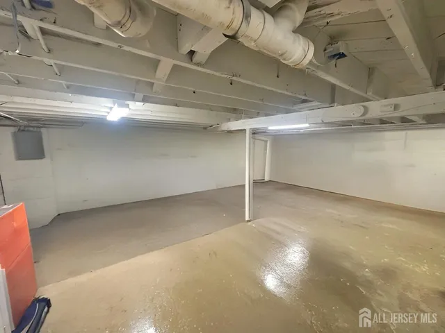 a view of a room with racks on the wall