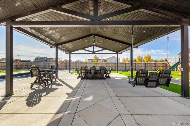 a view of a terrace with seating space