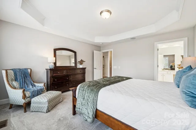 a bedroom with a bed and furniture