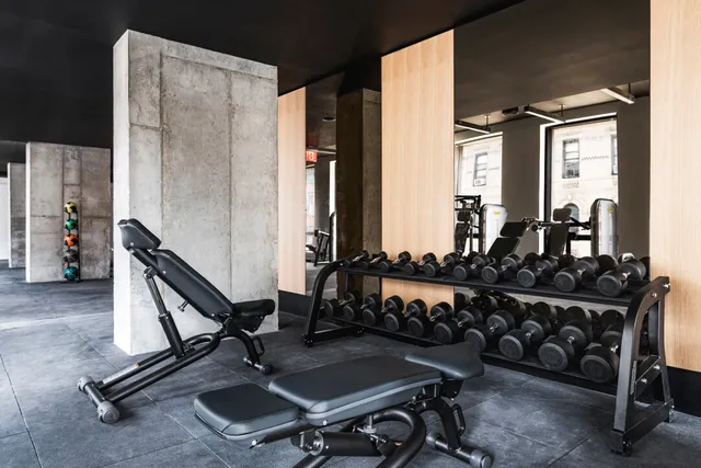 a view of a room with gym equipment