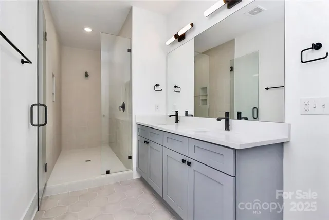 a bathroom with a shower