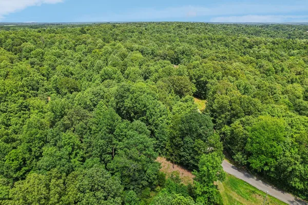 a view of a large yard with lots of green space