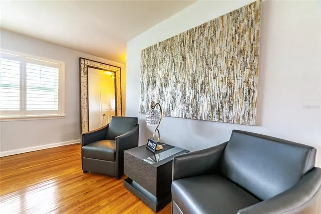 a dining room with furniture