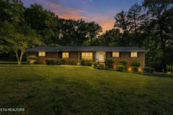 a front view of house with yard outdoor seating and green space