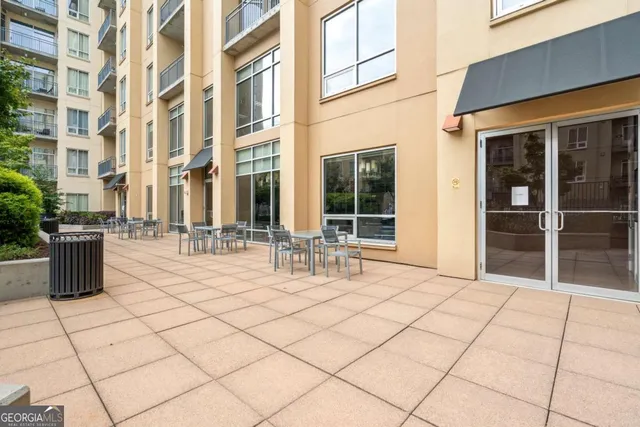 a view of a dinning room and outdoor space