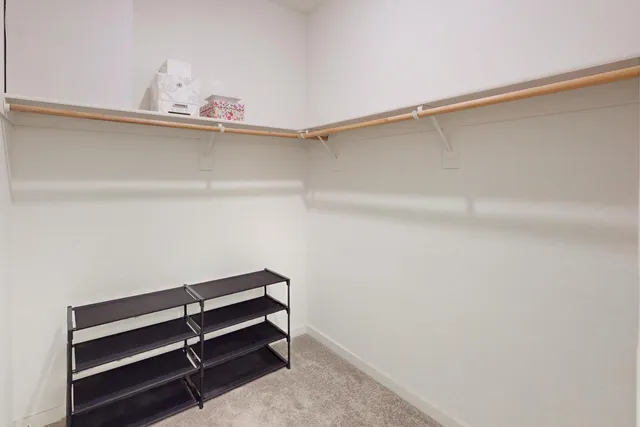 a view of room with racks on the wall