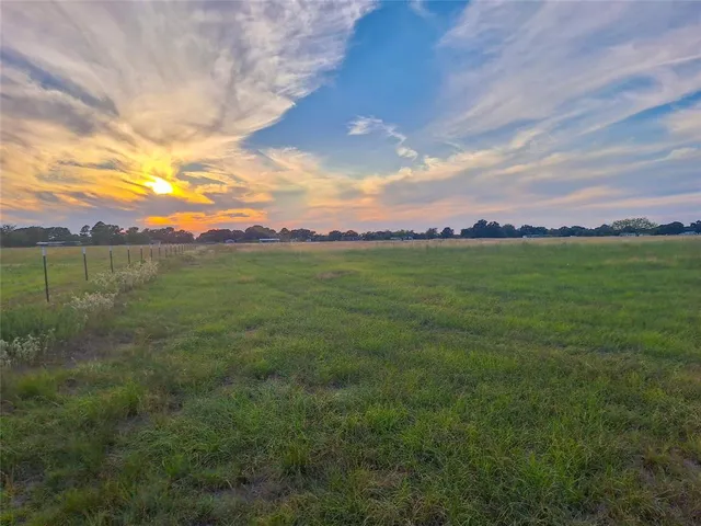a view of a big yard with lots of green space and mountain view