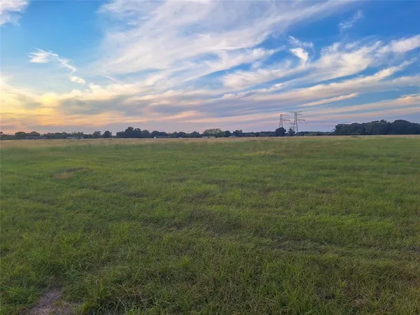 a view of a field with an ocean