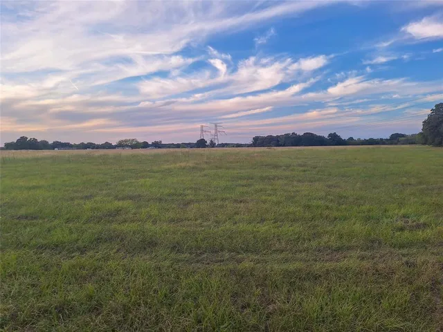 a view of a field with an ocean