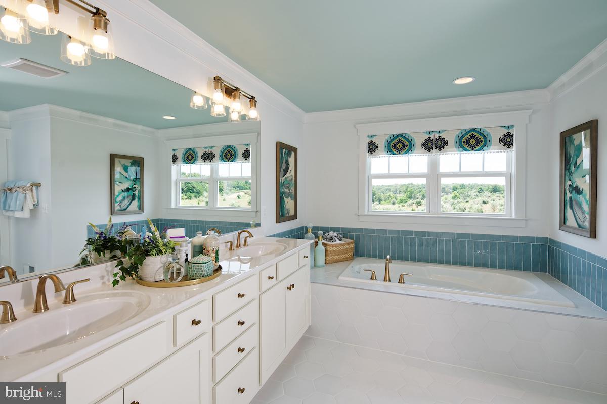 111 Interlace Way Stephenson, VA 22656 - Photo 12 of 27 a bathroom with a double vanity sink bathtub mirror and window