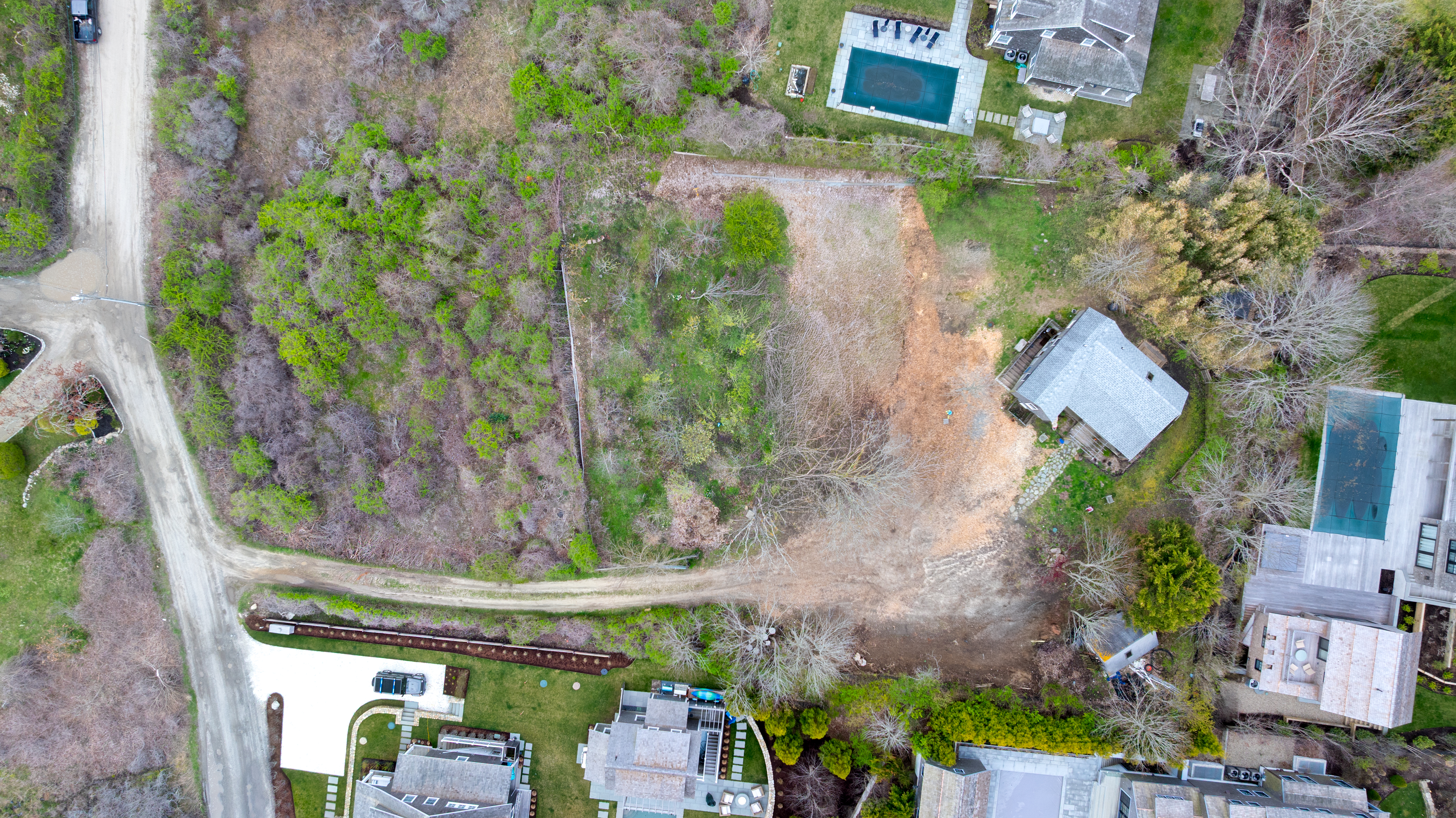 30 Dukes Road Nantucket, MA 02554 - Photo 3 of 4 an aerial view of a house with a yard and a garden