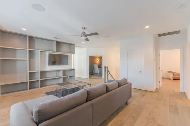 a projector room with fireplace furniture