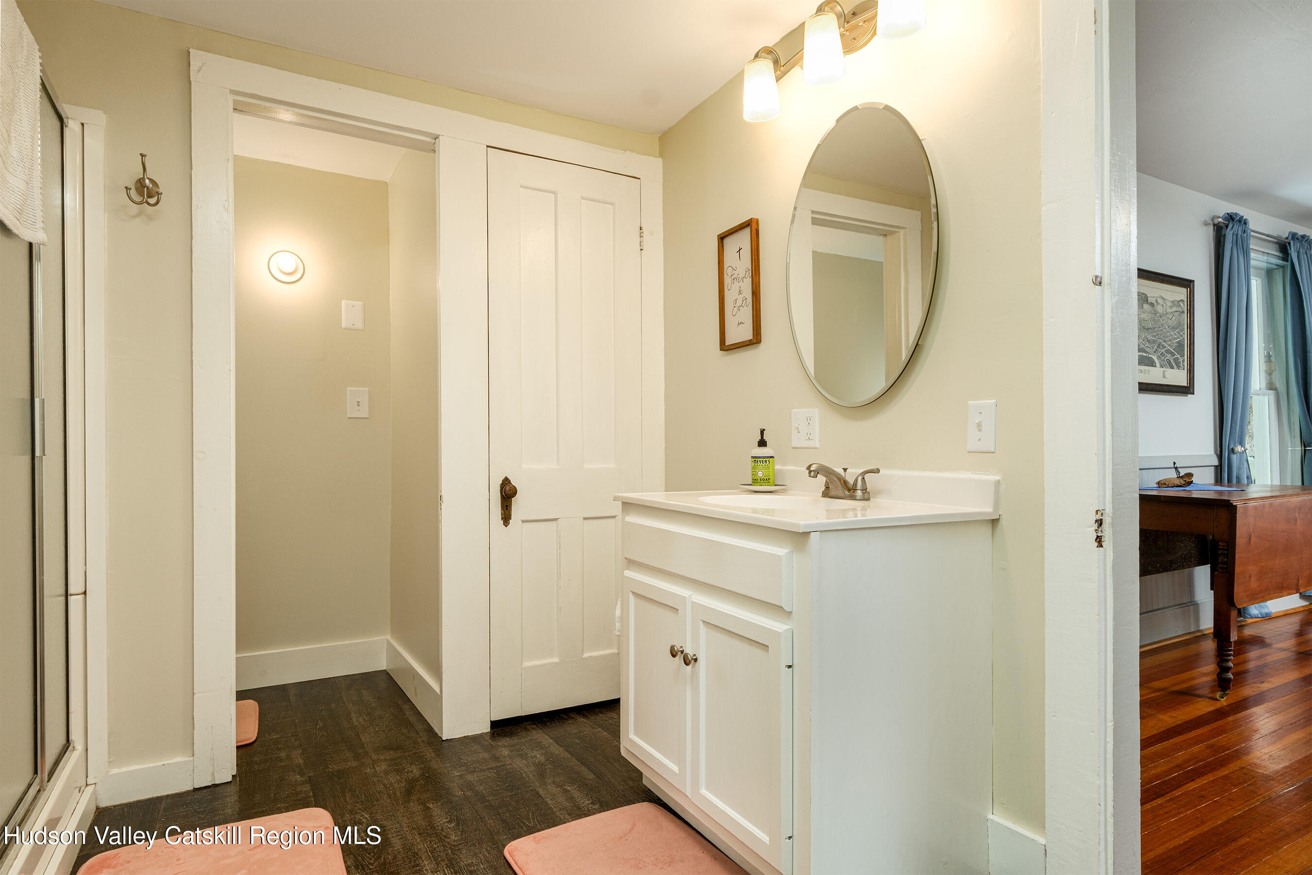 70 Case Hill Road Treadwell, NY 13846 - Photo 20 of 50 a bathroom with a sink a mirror and a shower