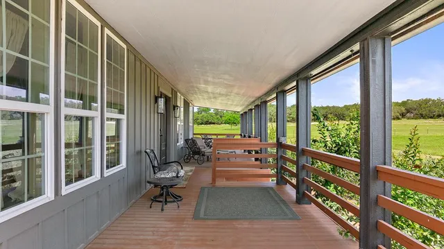 a building outdoor space with seating space