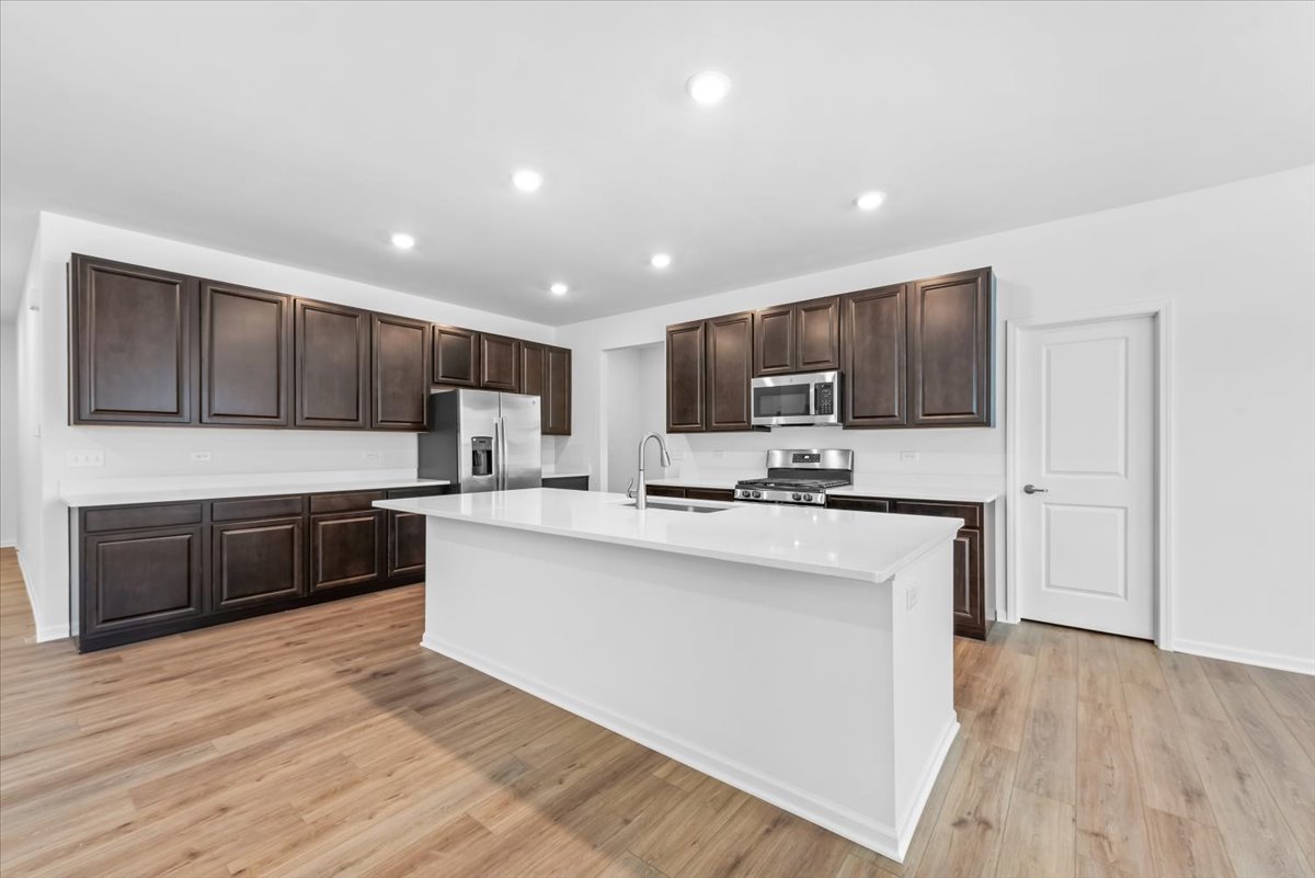 102 Hedgerow Drive Elgin, IL 60124 - Photo 4 of 48 a kitchen with stainless steel appliances granite countertop a stove cabinets and wooden floor