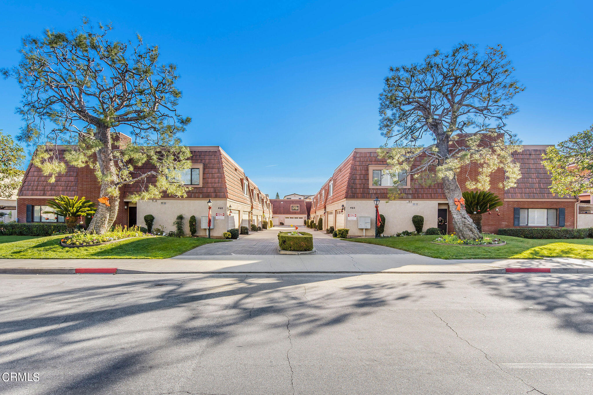a view of street with tall buildings