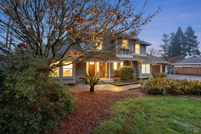 a living room with furniture a fireplace and potted plants with wooden floor