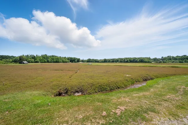 a view of a lake and city in the background