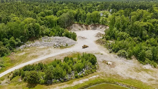 a view of a forest with a yard