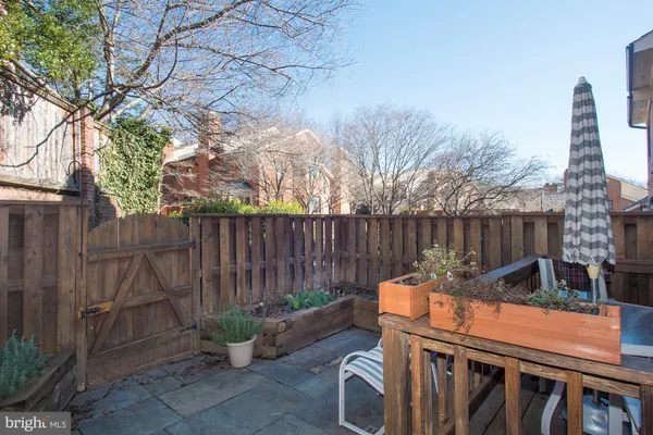 a outdoor view with a seating space