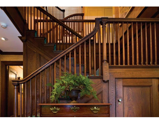 34 Spooner Road Brookline, MA 02467 - Photo 7 of 9 a view of stairs with wooden floor