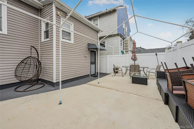a view of a garage with furniture
