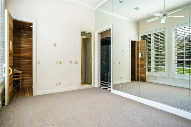 an empty room with windows