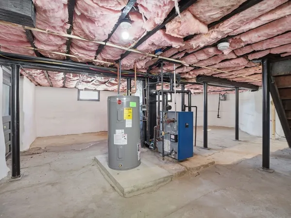 a view of a garage with refrigerator