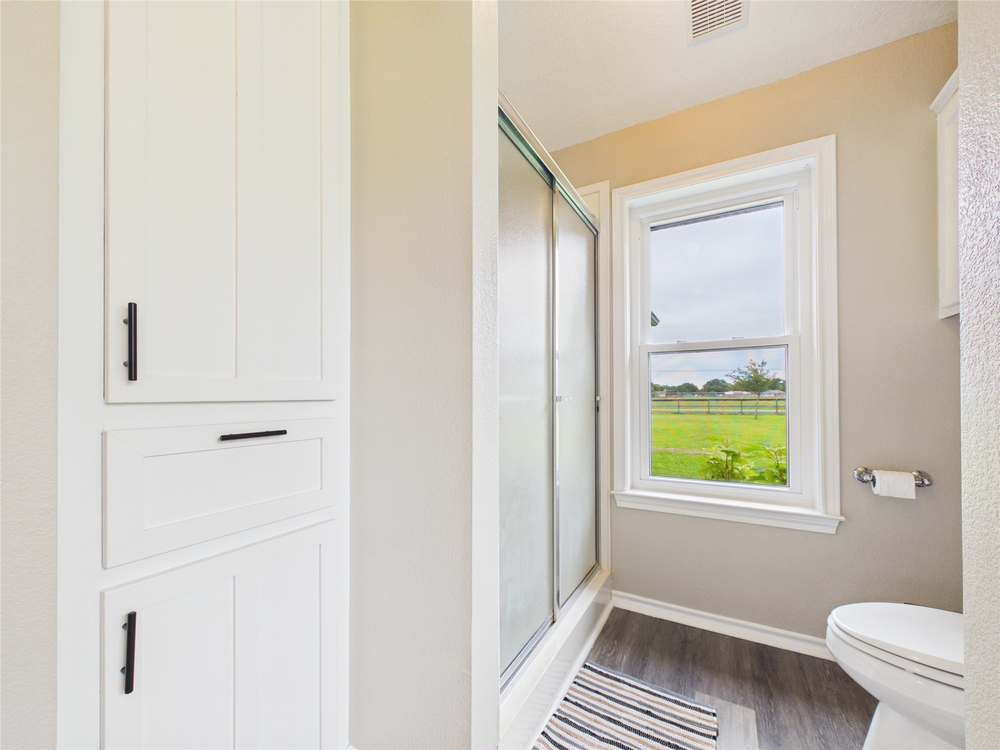 4610 Mustang Road Alvin, TX 77511 - Photo 31 of 50 Window in primary bathroom area provides great natural light; linen closet and laundry cubby, bidet.