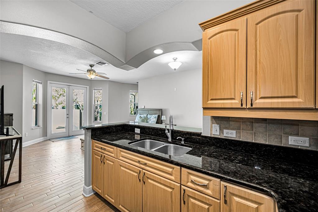 10709 Watula Court New Port Richey, FL 34655 - Photo 57 of 99 a kitchen with granite countertop a sink and cabinets