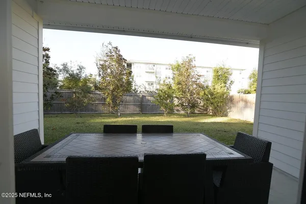 a view of a lake from a yard