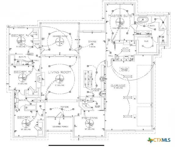 a picture of a bathroom with a shower curtain